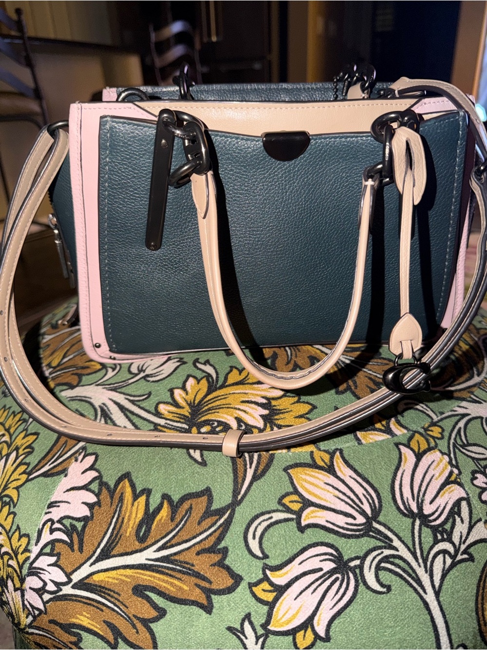 Coach Colorblock Crossbody Satchel in Teal, Blush, and Cream
